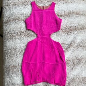 Naven XS Sexy Pink Silk Cut-Out Dress